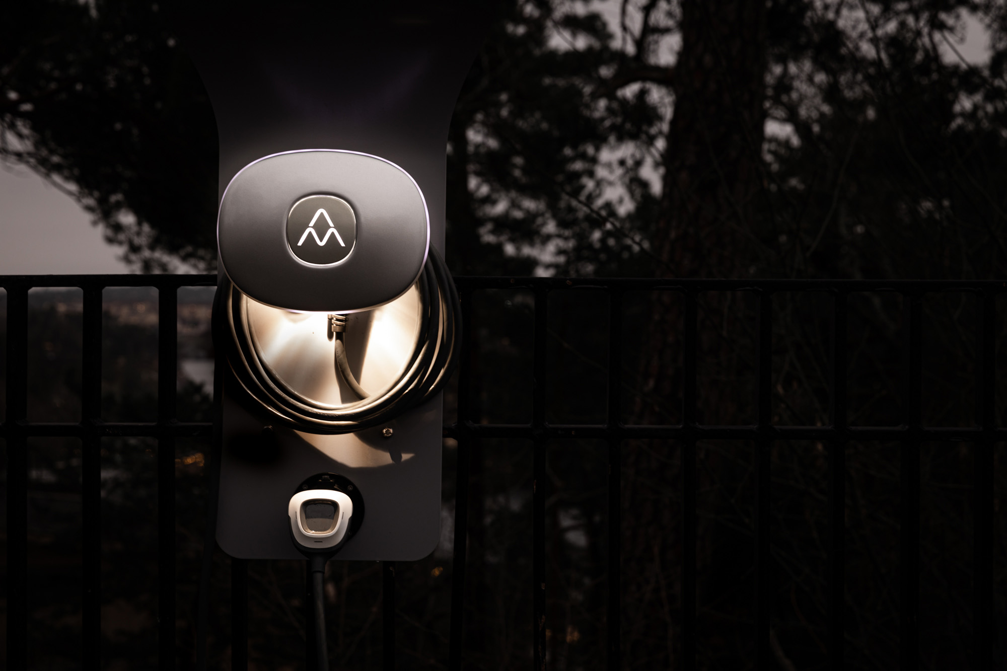 Charging station Charge Amps Halo on a pole mount